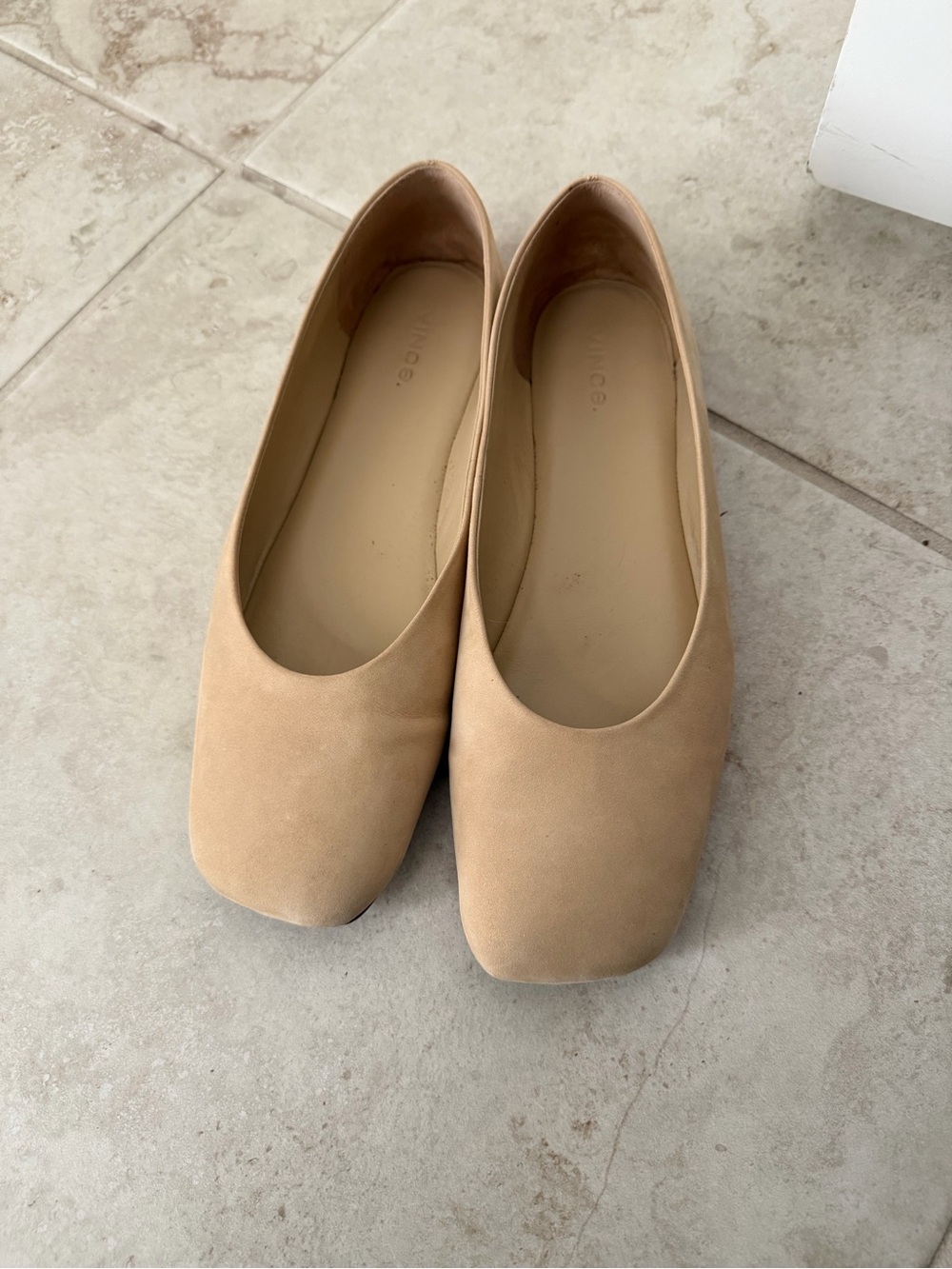 Vince Beige/Tan Square Toe Ballet Flats